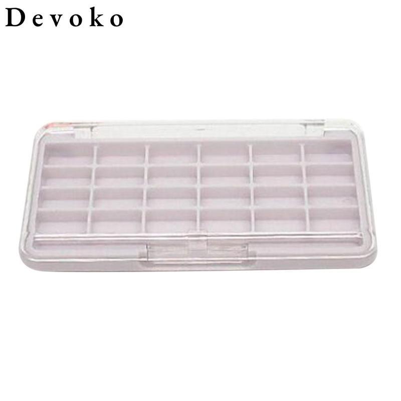 24 khe DIY Eyeshadow Palette Lipstick Pressed Powder Case w / Brush Slot
