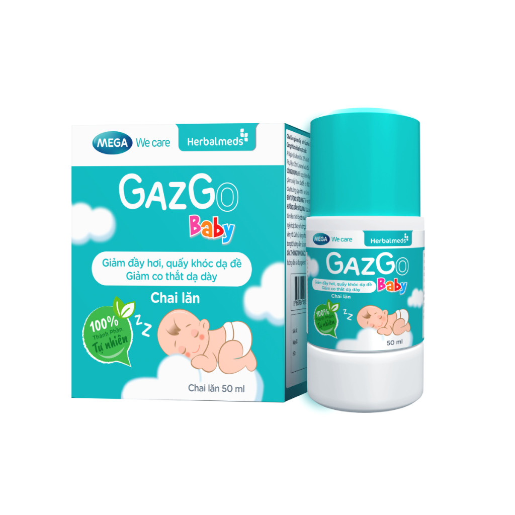 Chai lăn giúp giảm đầy hơi, quấy khóc dạ đề cho trẻ sơ sinh Mega We Care Gazgo Baby (50ml)
