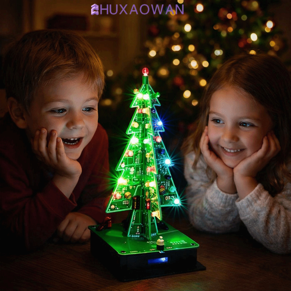 Đồ chơi nhấp nháy cây thông Noel LED ZHUXAOWAN, Bộ thực hành hàn thiết kế ba chiều Bộ dụng cụ cây th