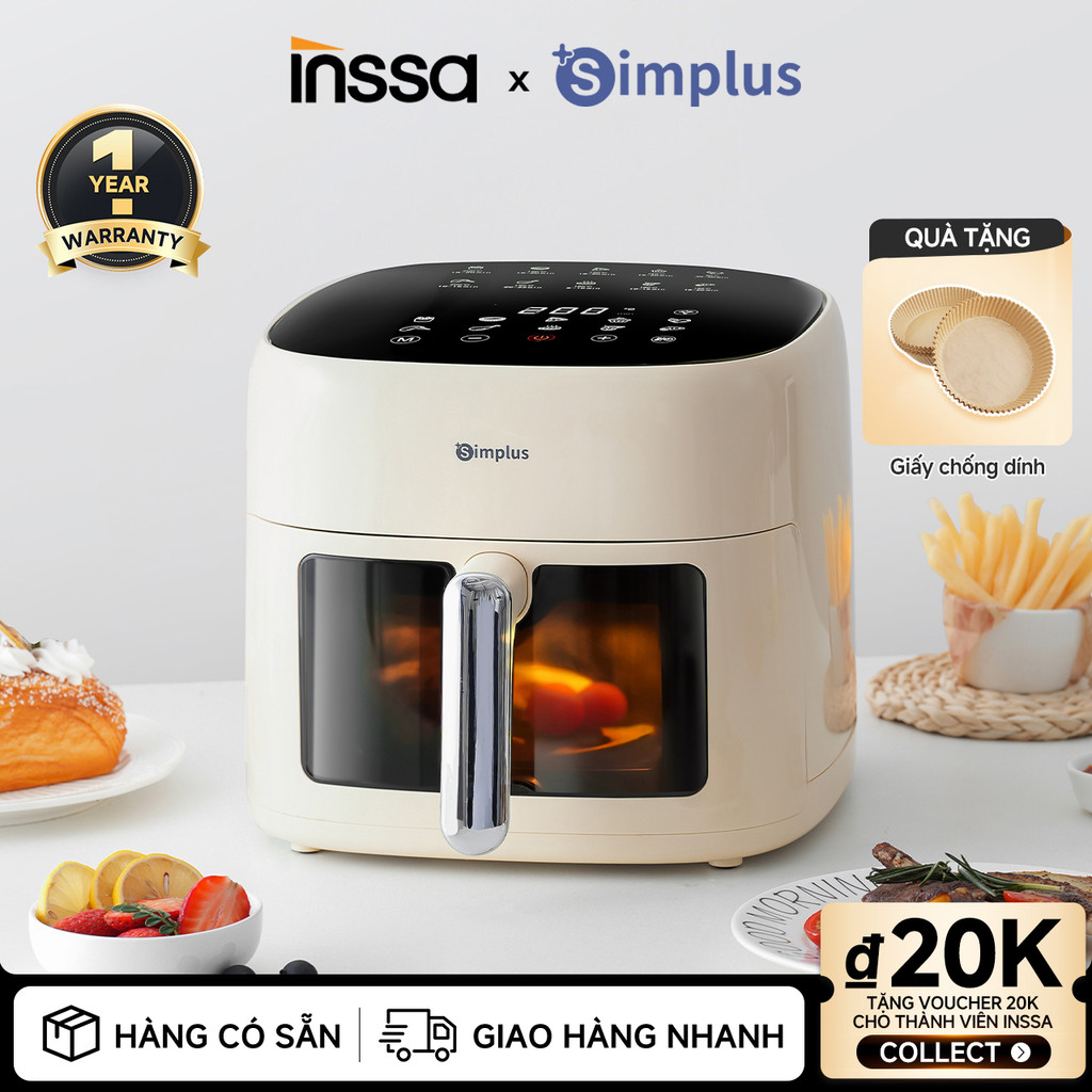 Inssa × Simplus Nồi Chiên Không Dầu Dung Tích Lớn 6.5L Công Suất Cao 1500W KQZG018