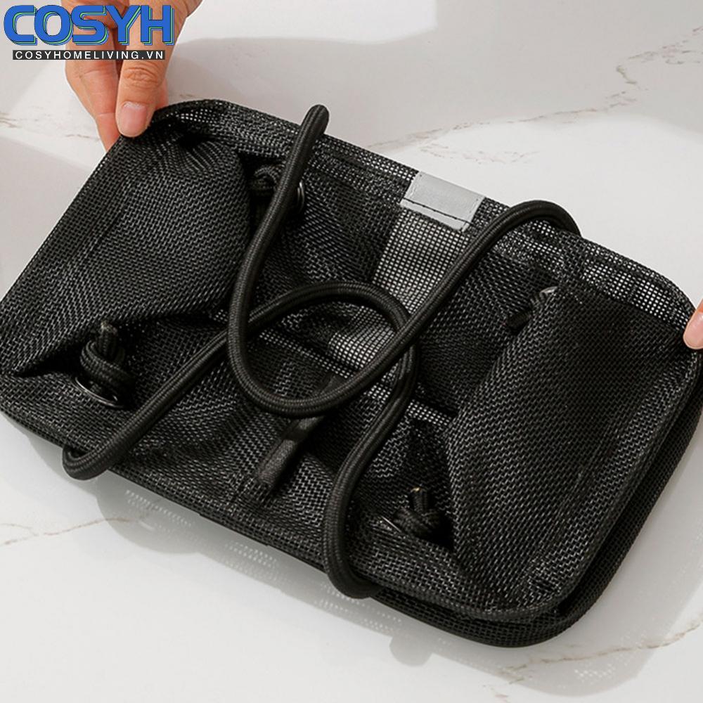 <cosyh>Large Mesh Travel Toiletry Organizer Portable Folding Storage Basket with Handle