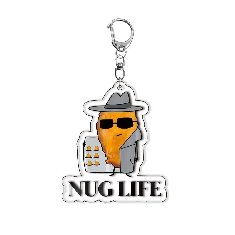 Móc khóa Gà Rán Chicken Nugget Nug Life Meme hài hước bằng Acrylic trang trí túi xách balo phụ kiện 