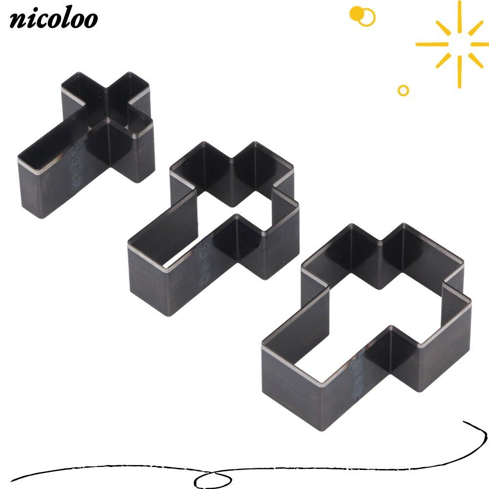 Bộ 3 khuôn cắt da NICOLOO, Đen Không viền thô Hình chữ thập Rỗng đục lỗ, Dụng cụ đục lỗ bằng da thủ 