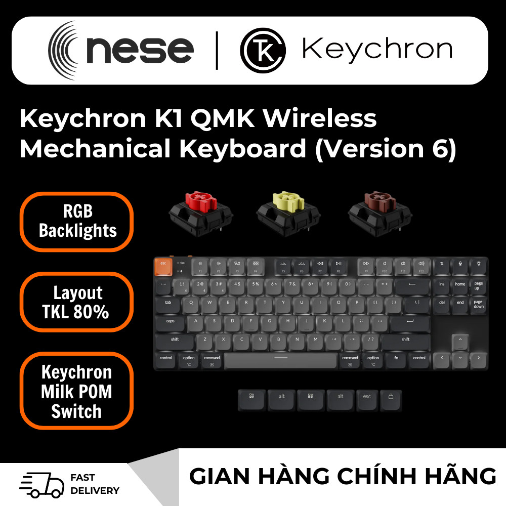 ⌨️ Bàn phím cơ không dây Keychron K1X | Low-Profile Wireless Mechanical Keyboard