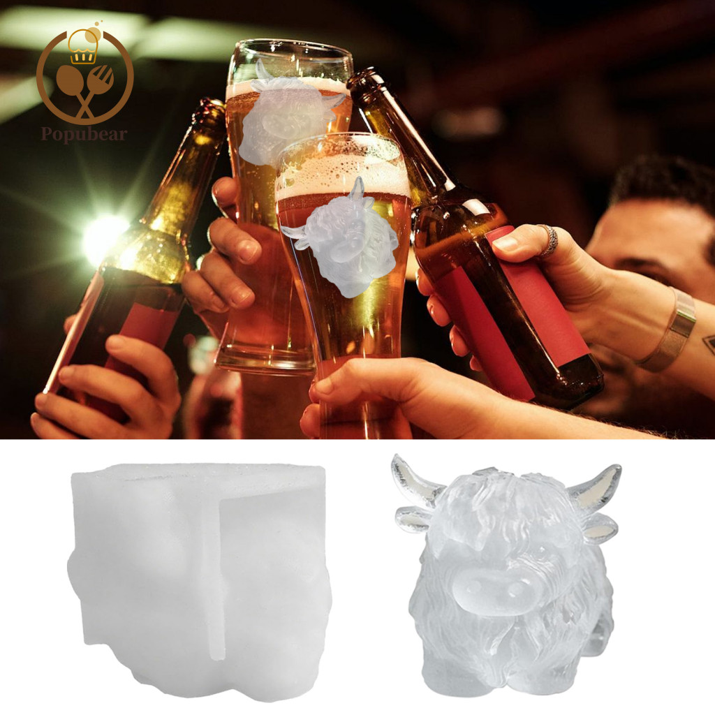 Popubear Silicone Ice Cube Mold Party Ice Cube Tray Highland Cow Silicone Ice Cube Tray – Khuôn hình