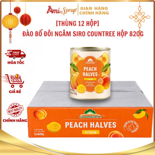 [Sỉ Thùng] Đào Bổ Đôi Ngâm Siro Countree Hộp 820g Miếng Đào Vàng Óng, Thơm Ngọt Tự Nhiên