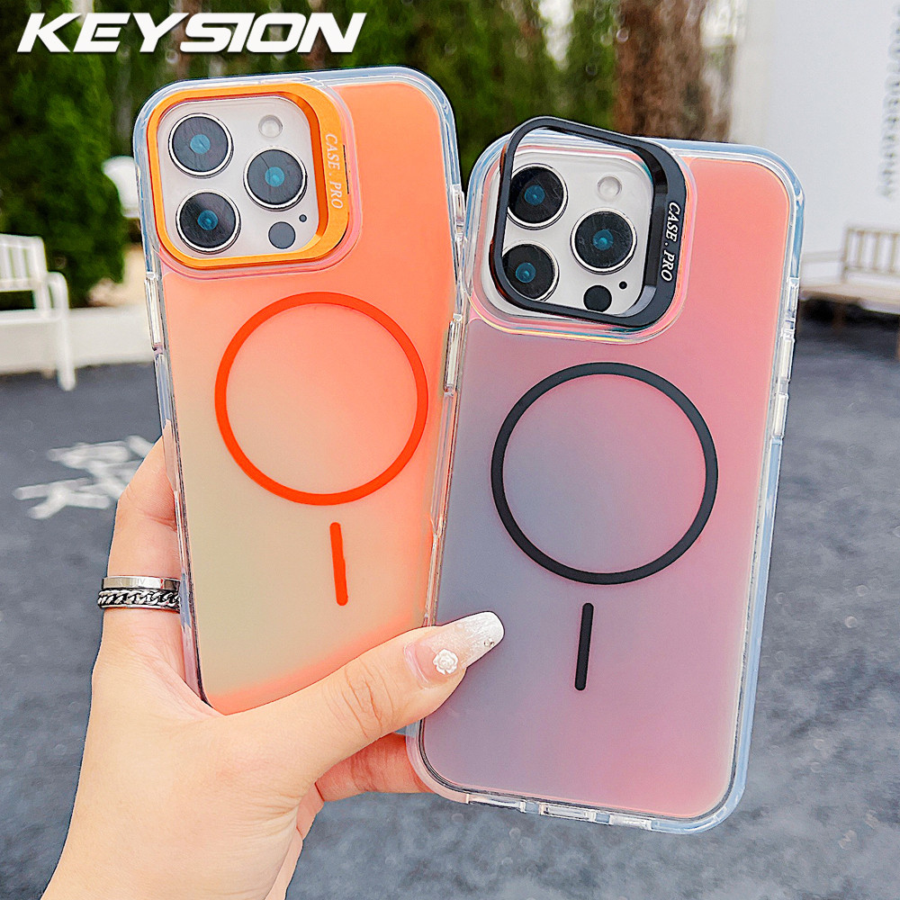 Ốp lưng ống kính từ tính chuyển màu đầy màu sắc cho iPhone 16 Pro Max Plus 16e 17e Vỏ chống sốc