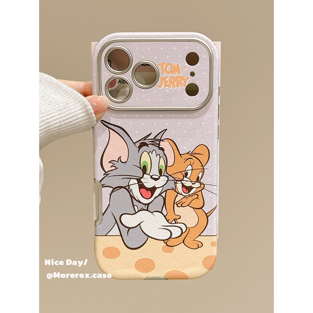 ốp lưng IPhone 11 12 13 15 17 16 14 PRO MAX XR XS Bao da mềm có vân Tom and Jerry PWSC043A