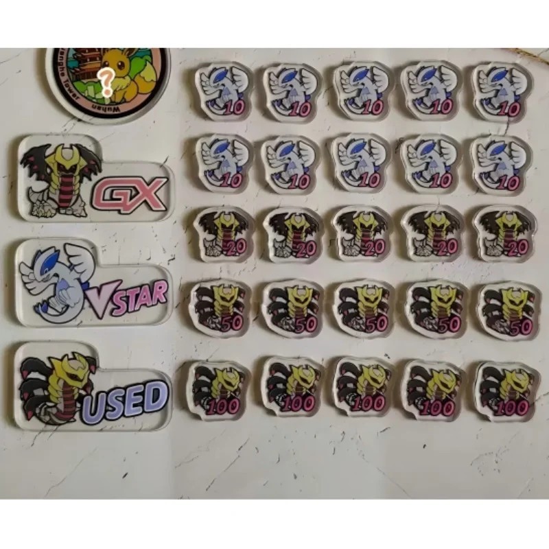 Bộ Token tính Damage Pokemon PTCG Mica Acrylic hình Lugia Rayquaza Groudon Kyogre VSTAR GX phụ kiện 