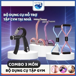 Combo 3 Món Tập Gym Tại Nhà, Dây Kháng Lực, Dây Kéo Đàn Hồi Tập Cơ Bụng, Kìm Bóp Cơ Tay
