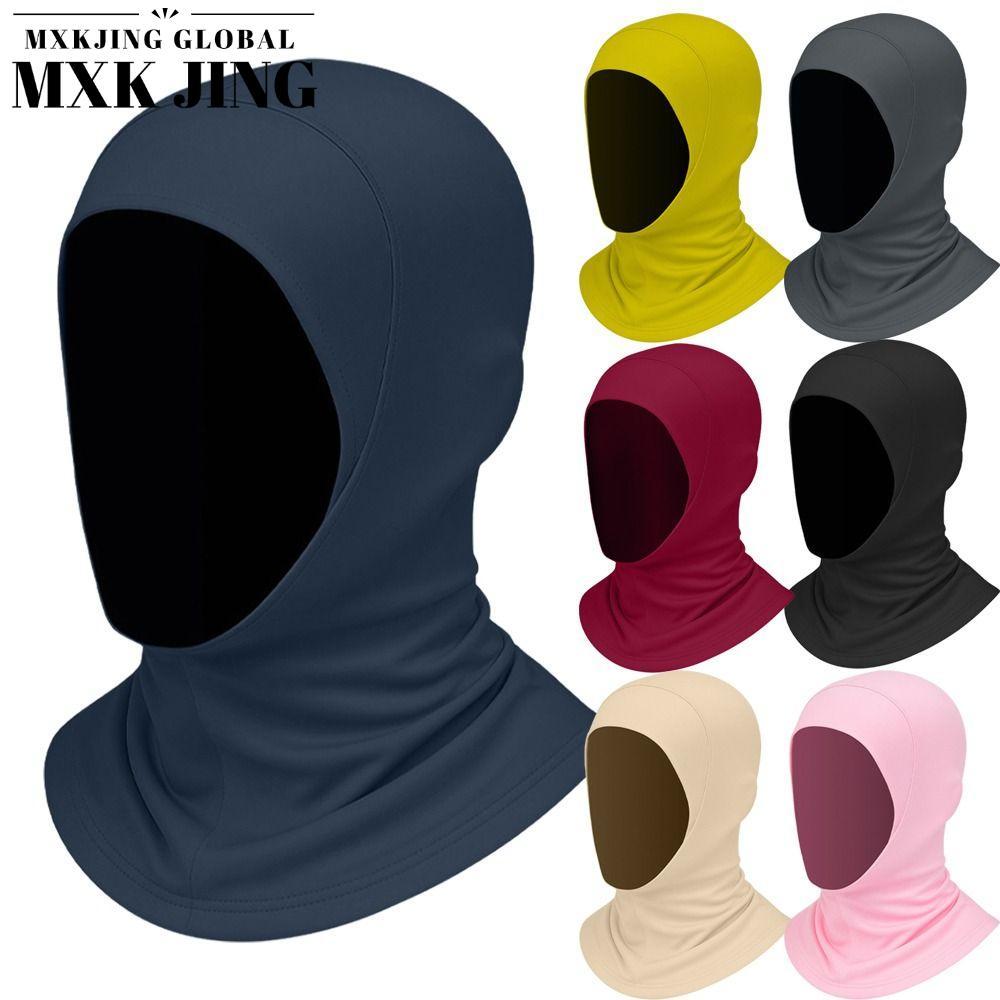 MXKJING Nữ Khăn Hijab, Khăn Hijab Ăn Liền Bằng Lụa Băng Nhẹ, Bảo Vệ Cổ Màu Trơn Thanh Lịch Spandex C