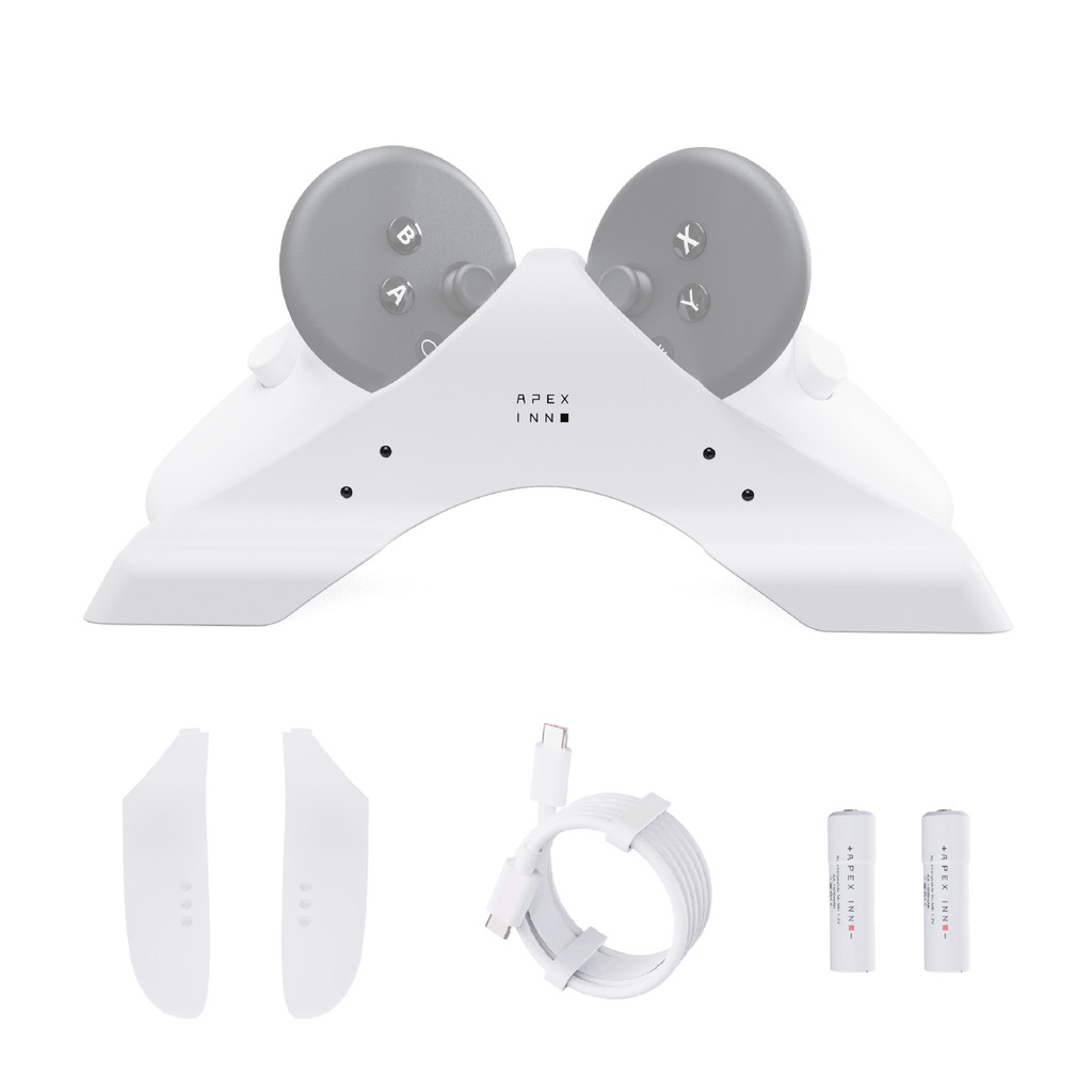 Đế sạc từ tính cho bộ điều khiển Meta Quest 3 / 3S, Đế sạc VR với pin sạc 2 × 1800mAh, Phụ kiện VR t