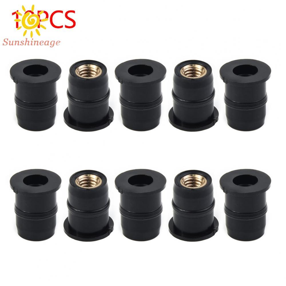 【SUNAGE】10X Motorcycle Windshield Rubber Nuts M5,Vibration Damper Panel Mounting 5mm NEW【HOT Fashion