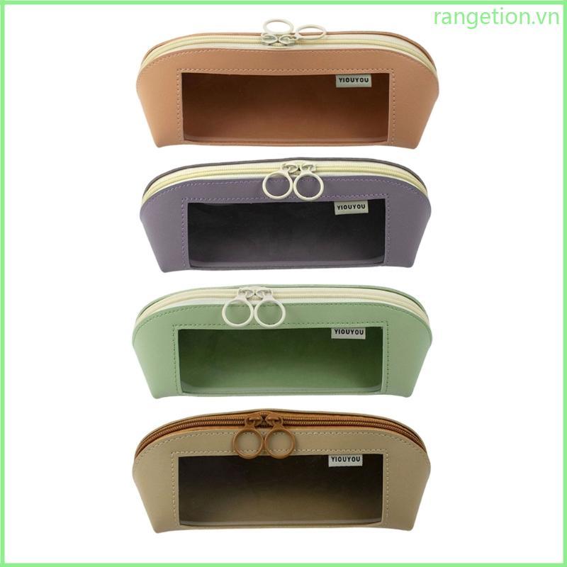 Hộp đựng bút chì da RAN Ngăn lớn Túi đựng bút trong suốt chống nước