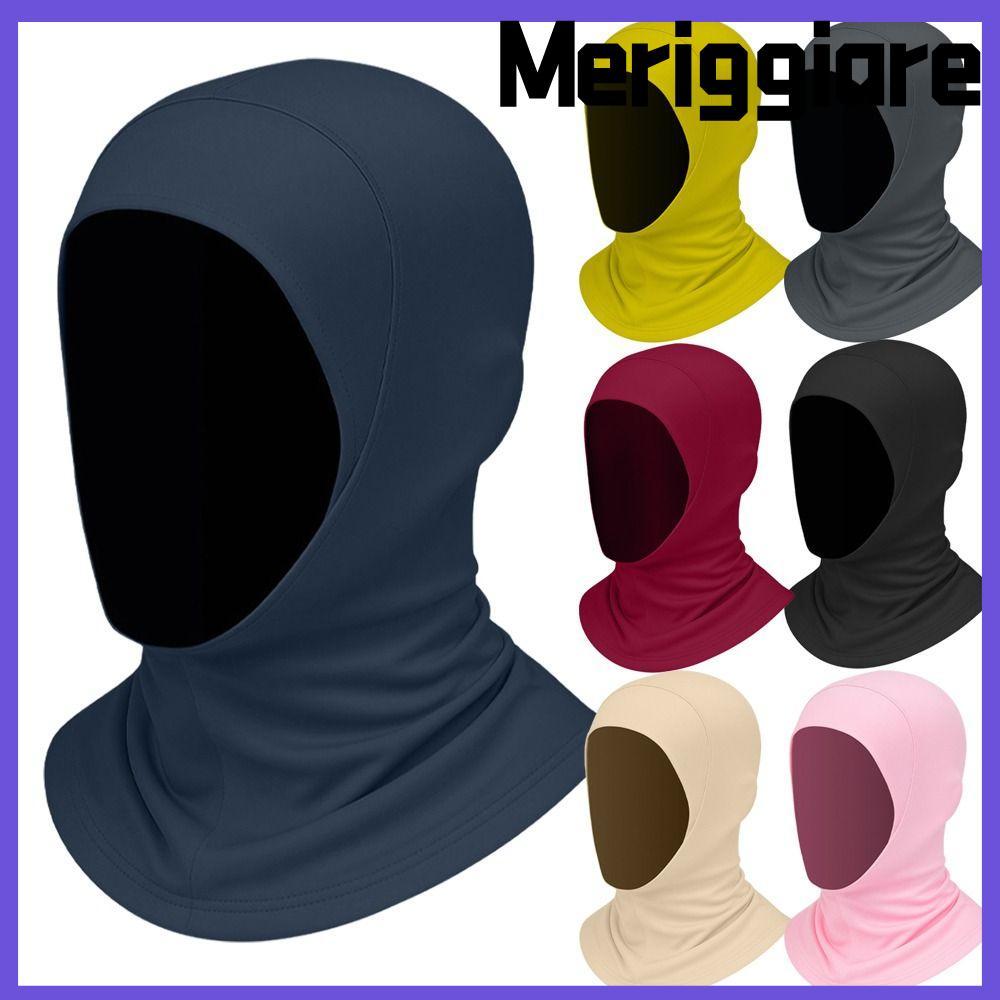 Khăn Hijab nữ MERIGGIARE, Khăn choàng Hijab cổ lụa băng, Chống nắng thanh lịch Màu trơn Nhẹ khi mặc 