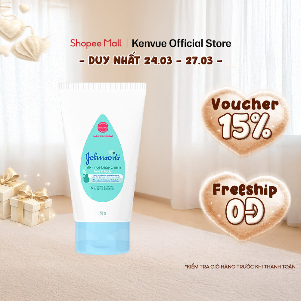 Kem dưỡng da chứa sữa & gạo Johnson's Baby cream 50g