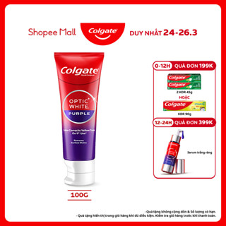 Kem Đánh Răng Colgate trắng răng Optic White Purple 100g công nghệ sắc tím, trung hòa ố vàng tức thì