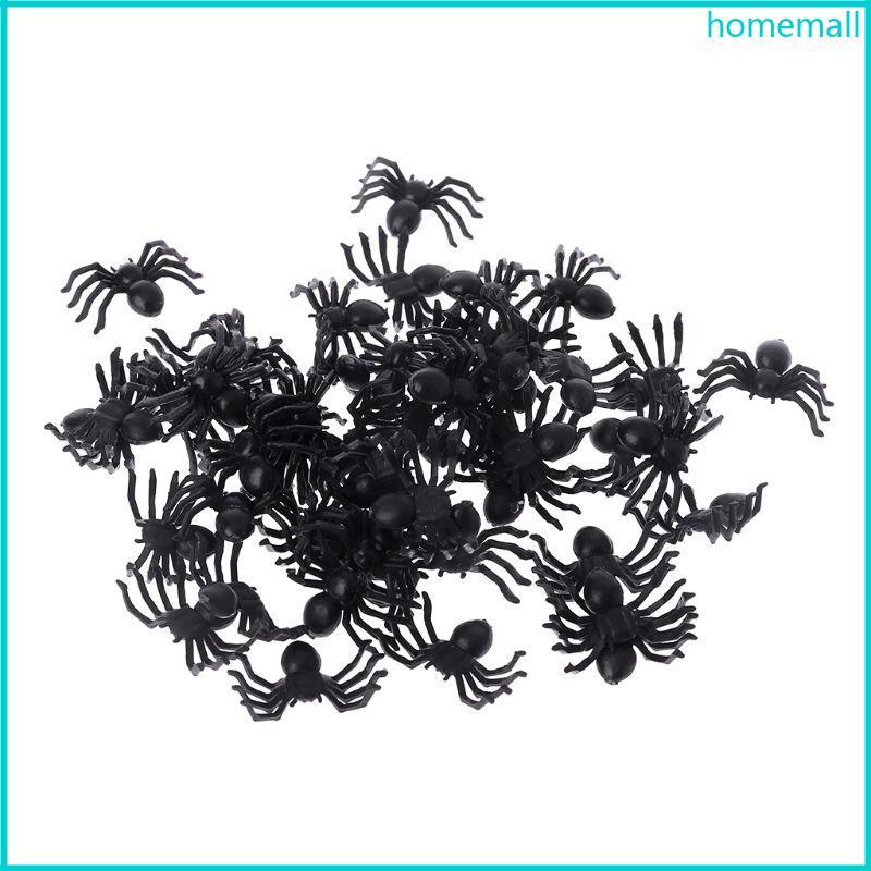 HO 50 Chiếc Nhỏ Đen Nhựa Giả Đồ Chơi Nhện Ngộ nghĩnh Trò Đùa Prank Đạo Cụ Halloween Deco