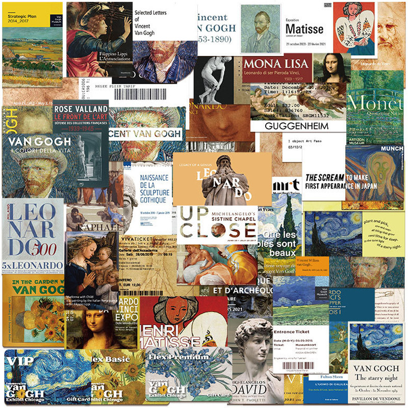 Bộ Sticker Oil Painting Ticket Stub Hình Dán Chống Nước Nhãn Dán Tem Dán Graffiti Phim Hoạt Hình Cho