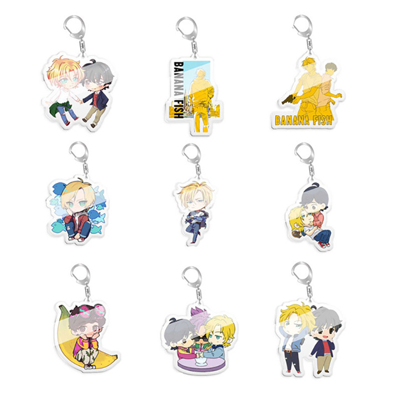 Anime BANANA FISH Keychain Acrylic Cosplay Figures Keyrings for Bag Car Key Chains Cartoon Women Men