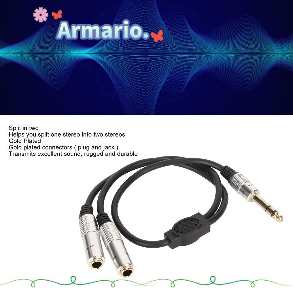 ARMARIO 6.35mm Nam đến Dual 6.35mm Nữ, Hợp kim nhôm 19,7in 1 / 4 Inch Stereo Splitter Y Cable, Loa B
