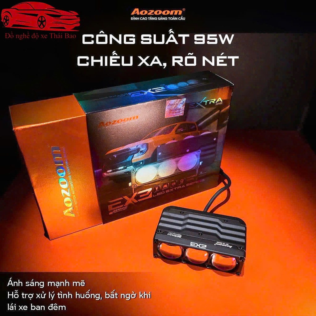 AOZOOM EX3 nhiệt màu 3000k và 5000k - Siêu phẩm đèn trợ sáng bi led 2025, công suất 95W(giá 1 đôi)