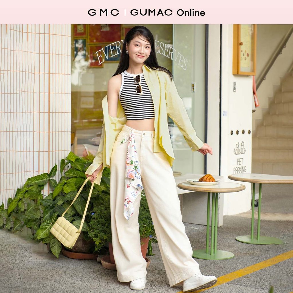 Quần jean nữ ống suông form barrel phồng nhẹ cá tính trẻ trung thời trang GUMAC YQJF09022