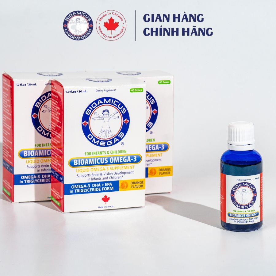 Dầu Cá BioAmicus Omega 3 - DHA Cho Trẻ Sơ Sinh - DHA Không Tanh - Vị Ngon Độc Quyền
