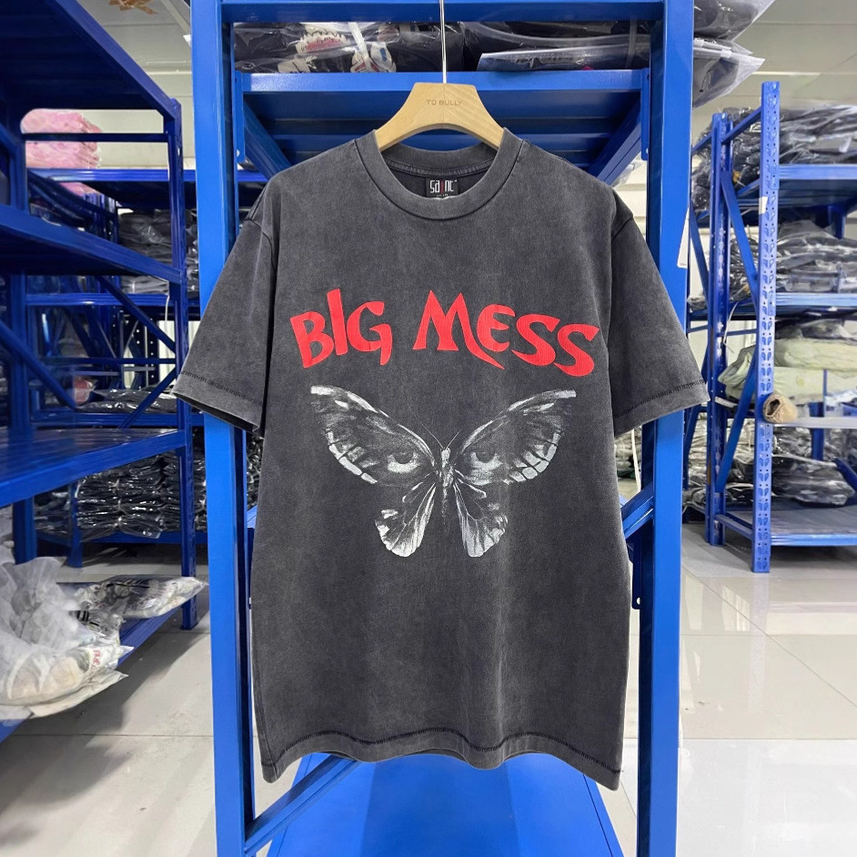 GWLM Saint OF Michael Butterfly Ghost Face Distressed Washed Vintage High Street Loose Fit Couple Sh