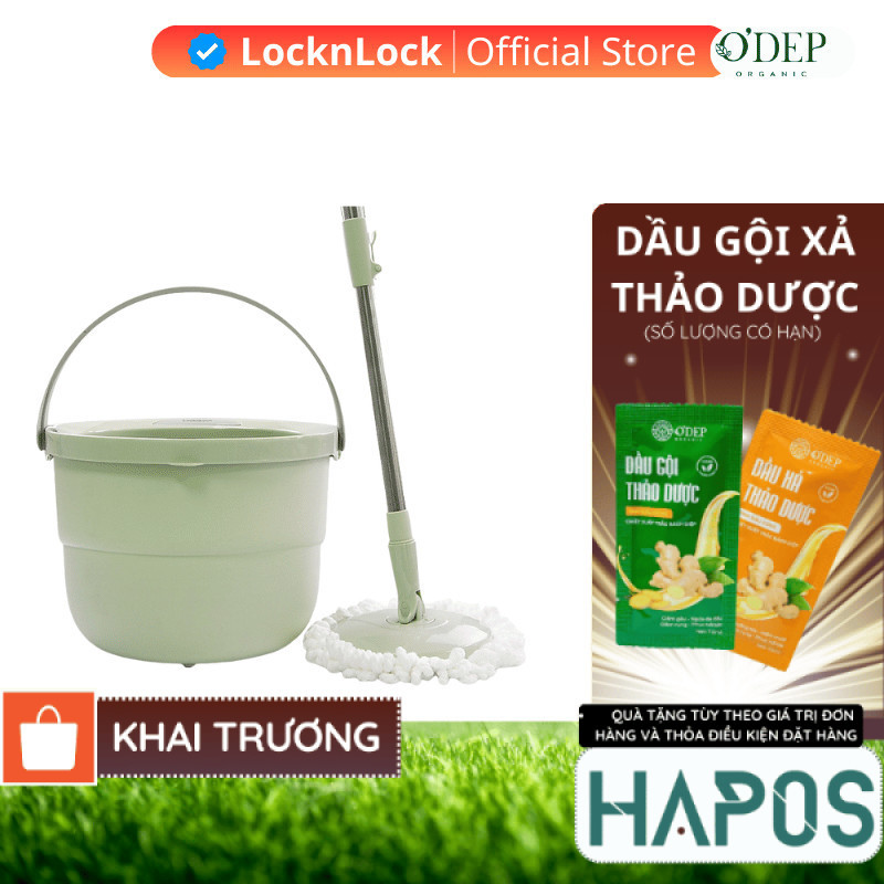 Cây lau nhà tự vắt LocknLock 360 độ thông minh, kèm thùng giặt và 4 bông lau ETM498MITS2   - HAPOS H