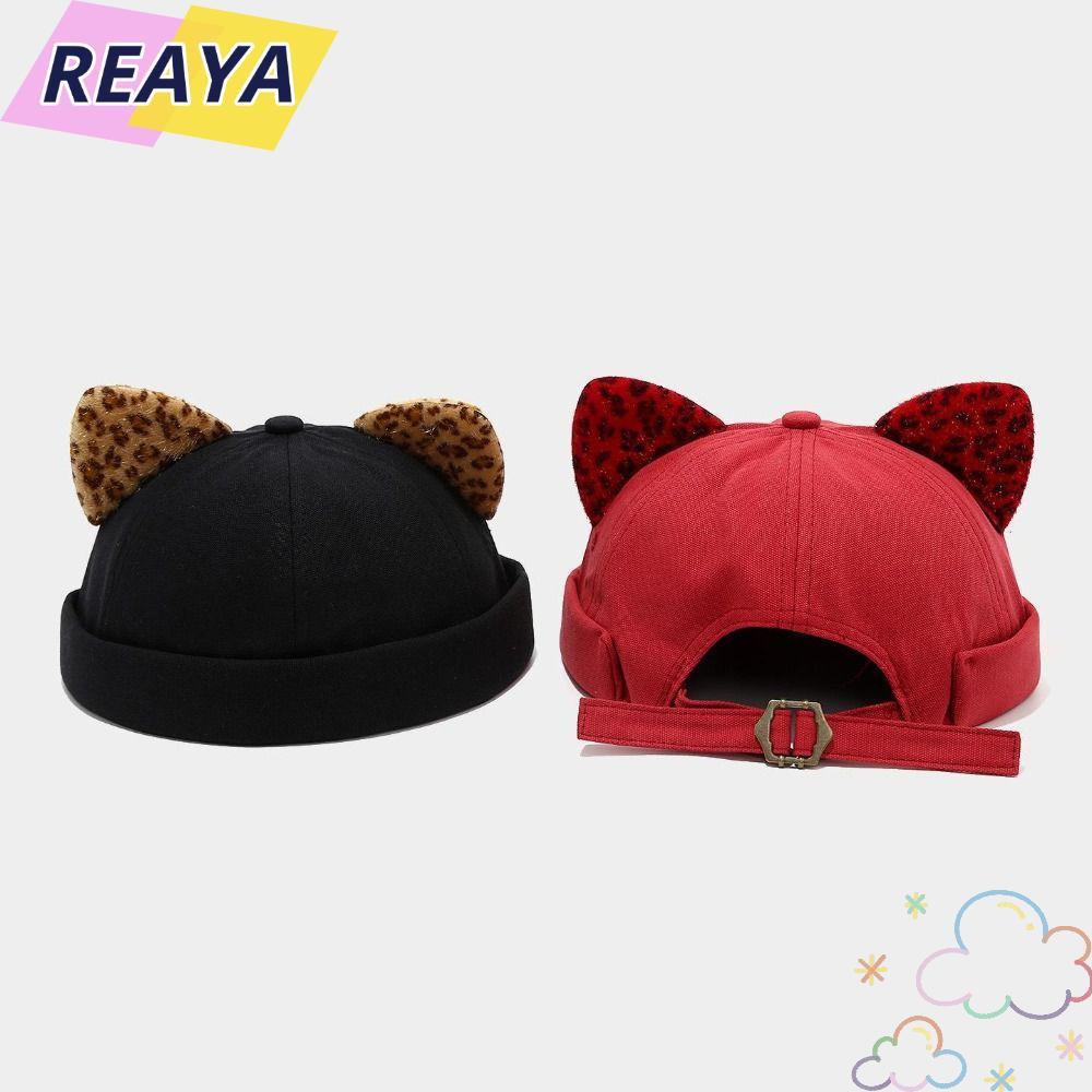 REAYA Melon Docker Cap, Màu Da Báo In Tai Mèo Mũ Vành, Vòng Tay Cán Ngọt Có Thể Điều Chỉnh Docker Ca