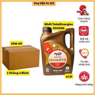 🎁Combo 3 Bình Nhớt TotalEnergies Quartz 5000 SN 10W-40. 4 lít Dùng Cho Động Cơ Xăng Và Diesel