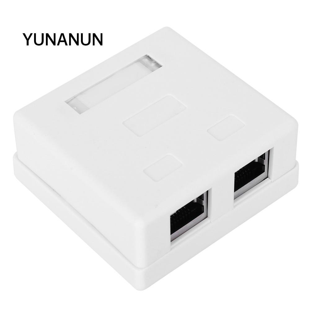 Hộp gắn bề mặt YUNAUN, Hộp gắn 2 cổng Cat 5e Shield RJ45-8P8C, Dễ dàng gắn RJ45-8P8C ABS với ốc vít 
