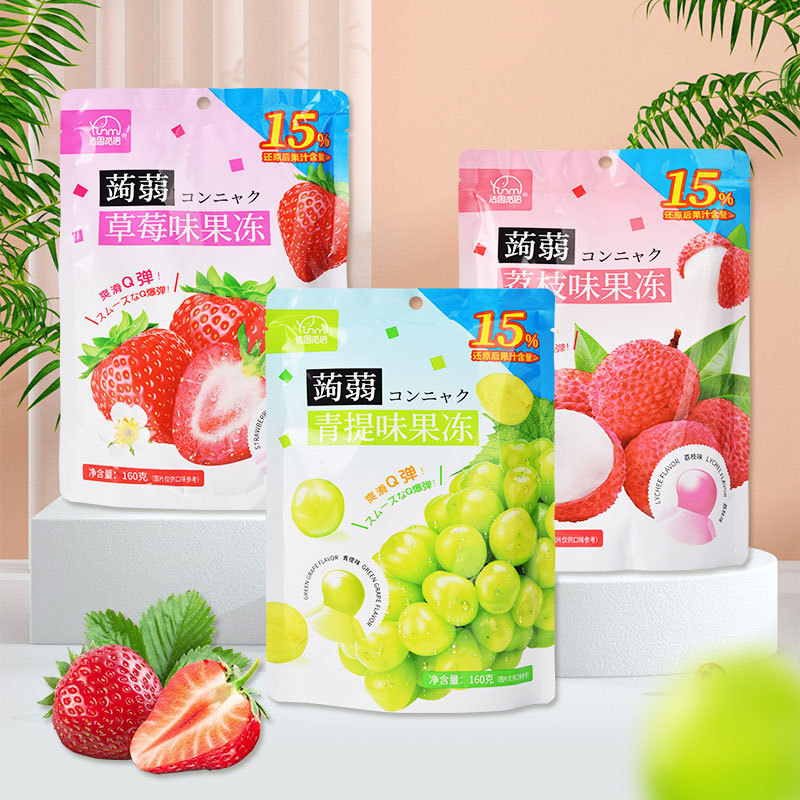Ngôn ngữ Fasm Konjac Jelly Strawberry Lychee Đồ ăn nhẹ hương vị xanh Bú Jelly 0g (Xấp xỉ Mảnh) Trái 