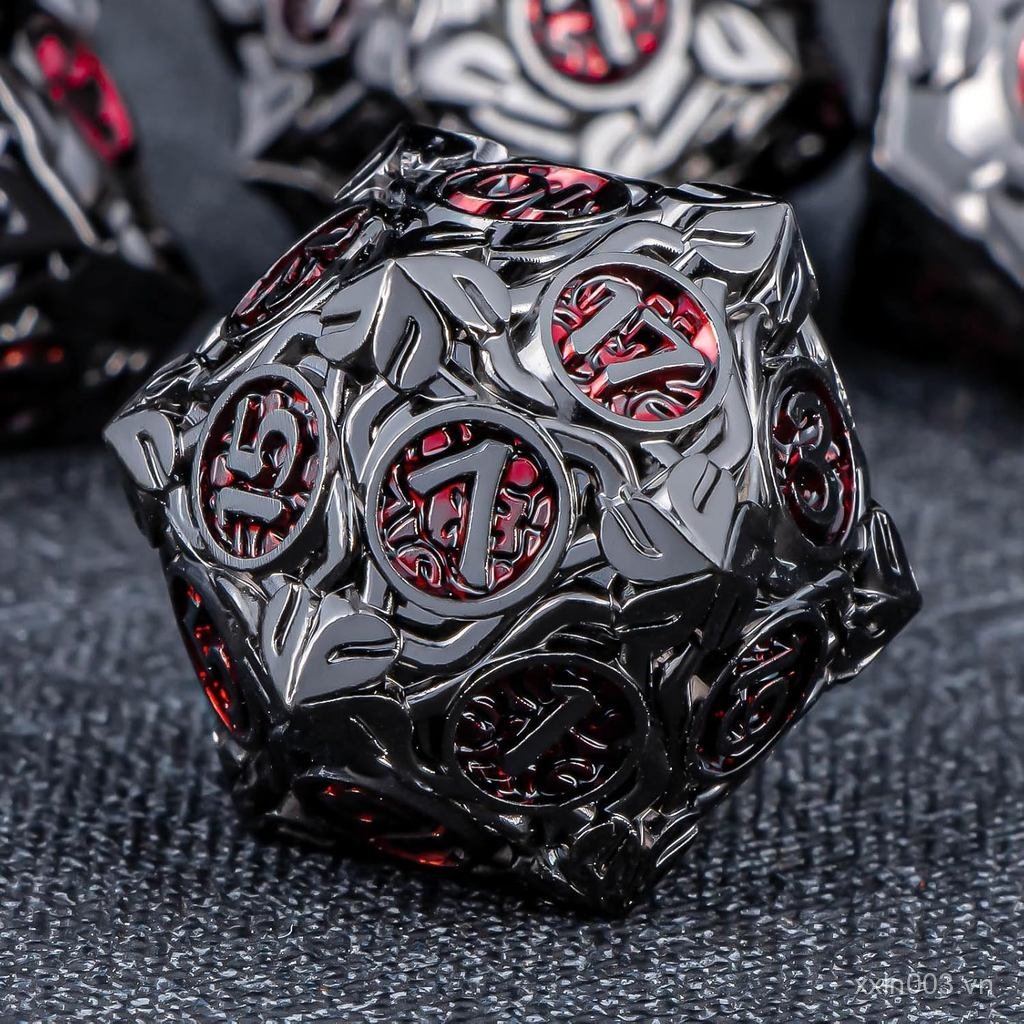 KERWELLSI Metal DND Dice Set D & D, 7 Cái Nature Vines Leaf Role Playing Dice with Gift Box, Black R