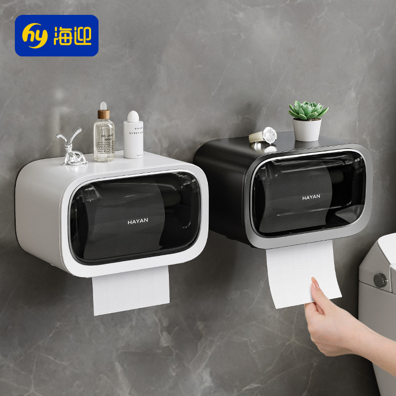 HAYAN HAYAN Hộp đựng khăn giấy treo tường Nhà vệ sinh nhà vệ sinh cuộn tiếp theo Hộp giấy cầm tay ca