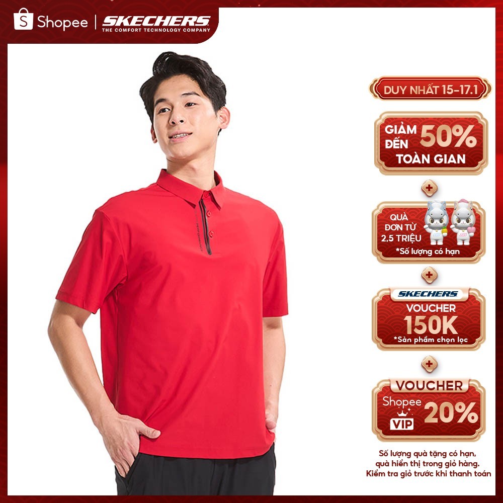 Short Sleeve Polo Nam Skechers Dynamic Walking Performance Short Sleeve Polo - P224M049-03BW Online 
