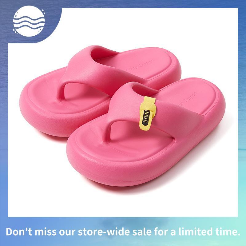 UTUNE Nữ Dép Lật Mềm Dép Đế Dày Màu Sáng Đế Dày Chống Trơn Trượt Cao Su Đi Biển Trượt Cho Nữ 2024 Mớ