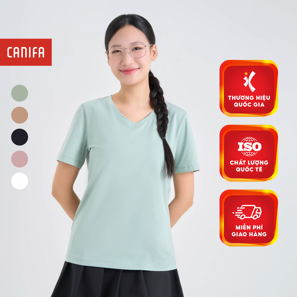Áo phông nữ cổ tim CANIFA 6TS25A002