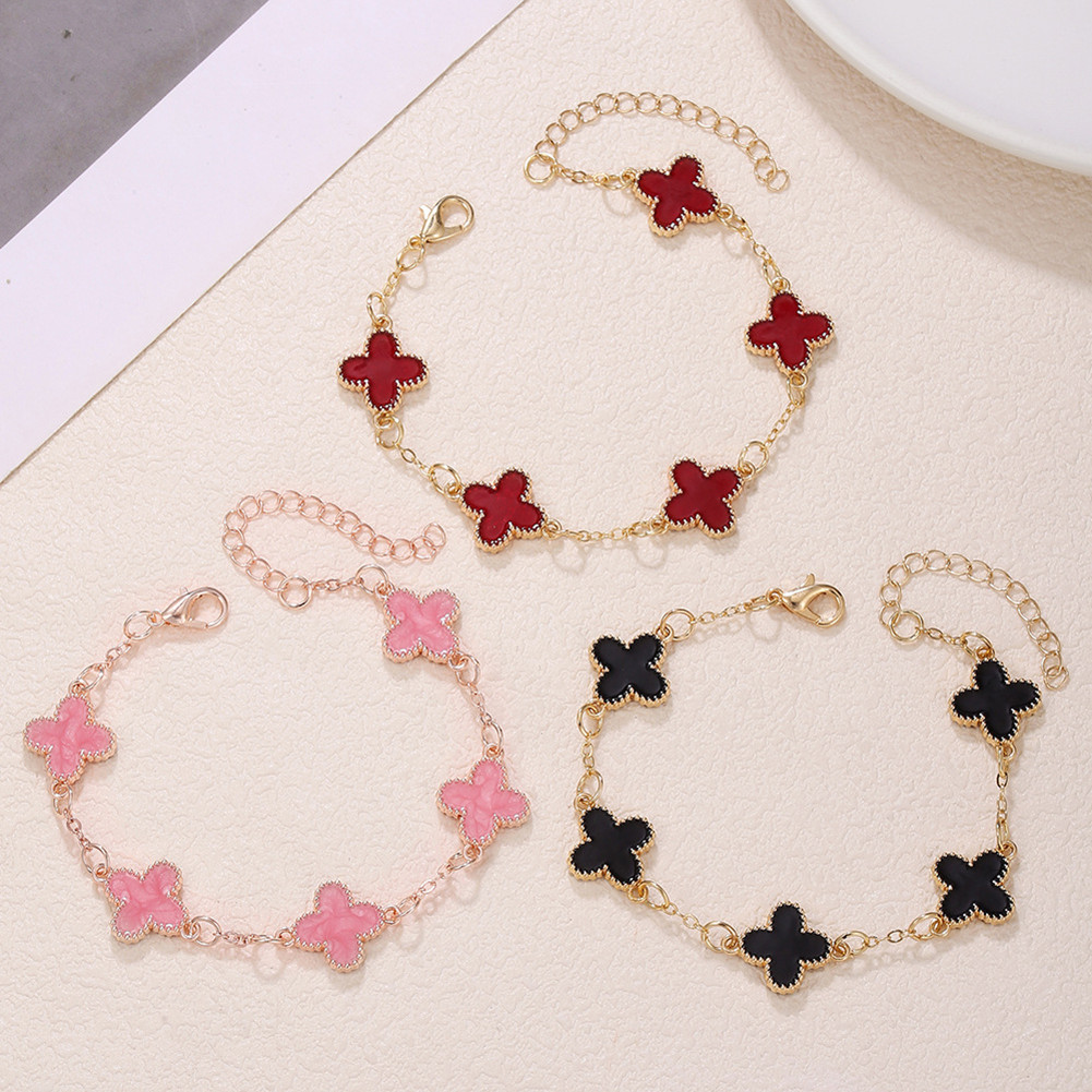 Vòng tay cỏ ba lá mới dành cho nữ, thiết kế đơn giản và đa năng