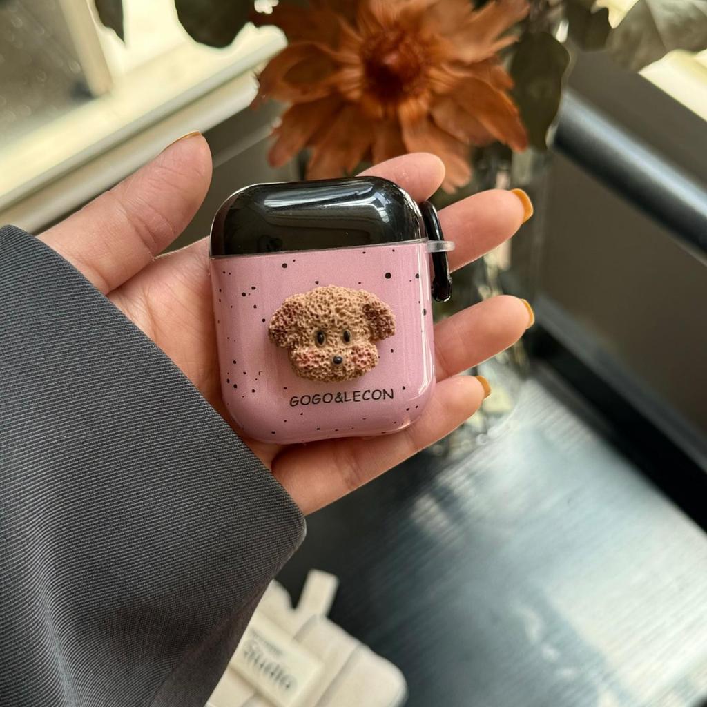 Ins Hàn Quốc 3D Puppy Splash Ink Vỏ Tai Nghe Có Vòng Chống Mất Cho AirPods 4 AirPods 3 Pro 2 Pro 1Pr