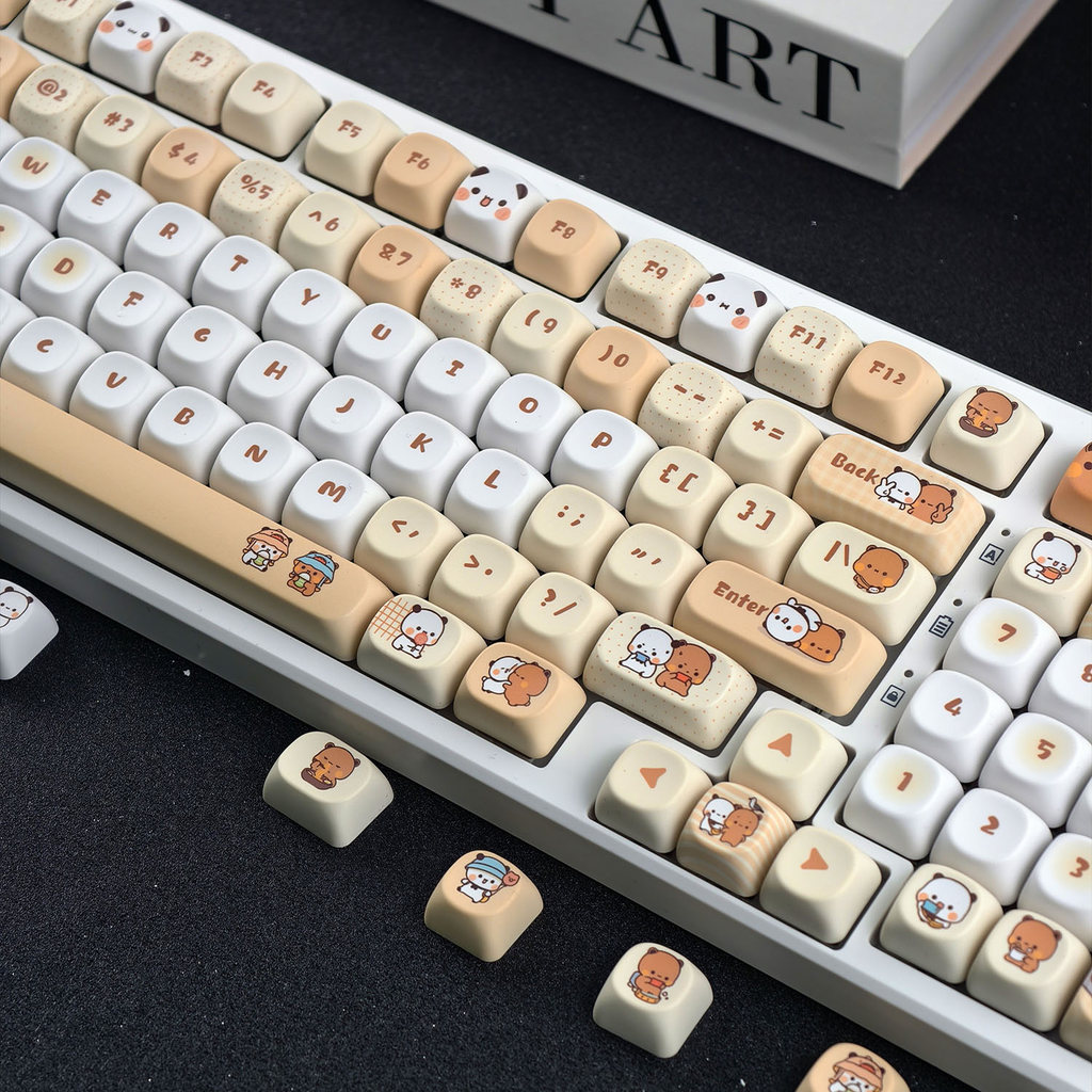 MAIMOOO Yier Bubu Bear Keycap 120 Phím MOA / Cherry Profile PBT Hoạt Hình Nhuộm Thăng Hoa Aula F75 F