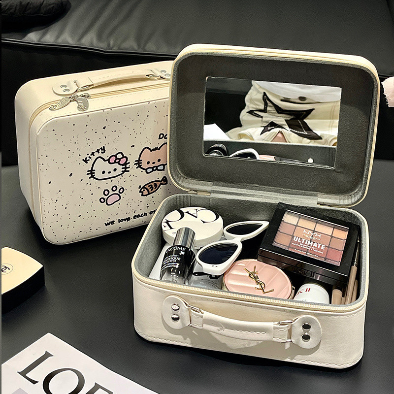 Cốp Đựng Mỹ Phẩm, Đồ Trang Điểm có gương, Túi Đựng Đồ Makeup Du Lịch Xách Tay