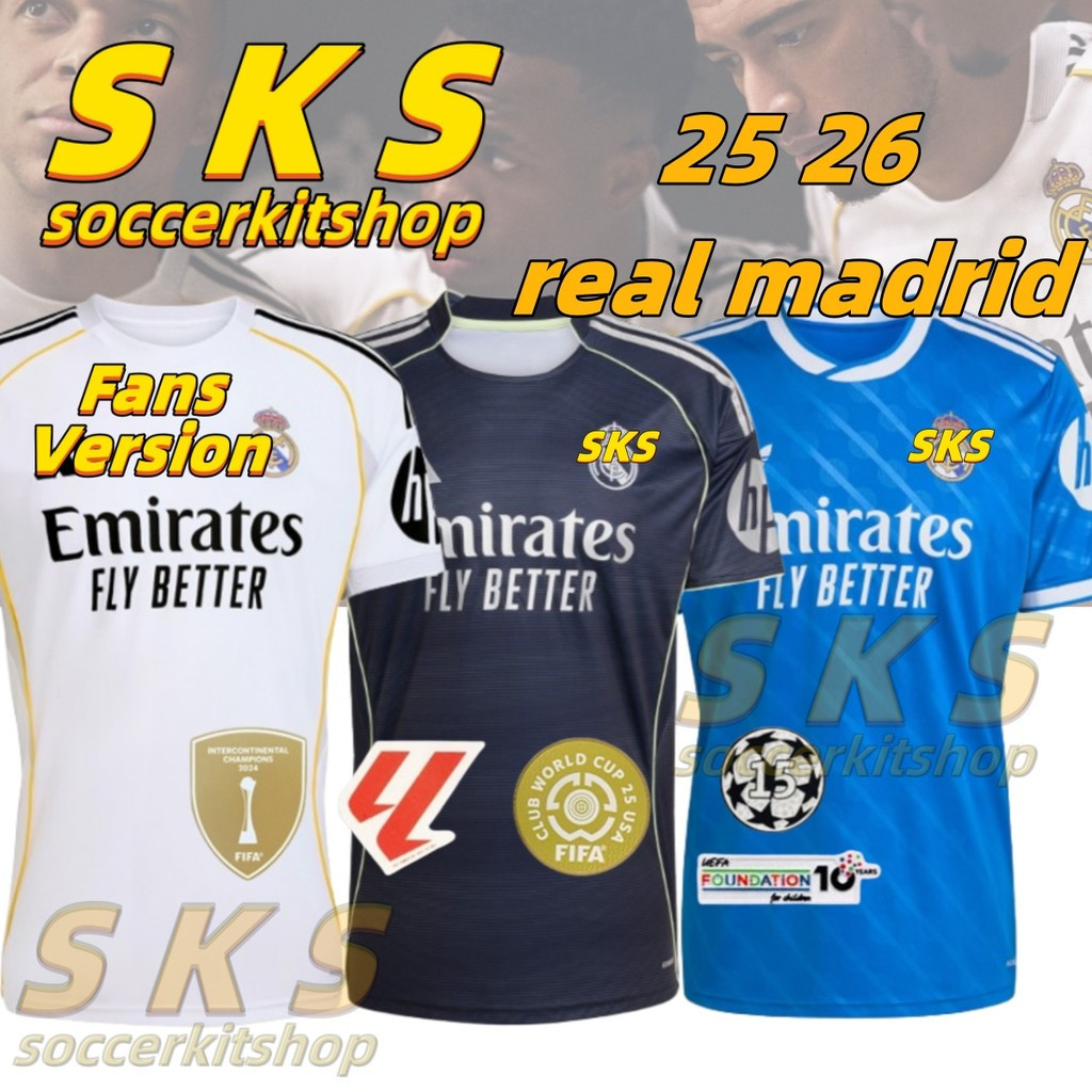SKS Jersey Cao Cấp Real Madrid Size 25-26, Phiên Bản Fan Ed.
