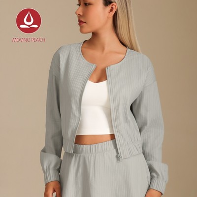 Áo khoác thể thao nữ dáng rộng, full-zip tiện lợi cho chạy bộ và thể dục hàng ngày