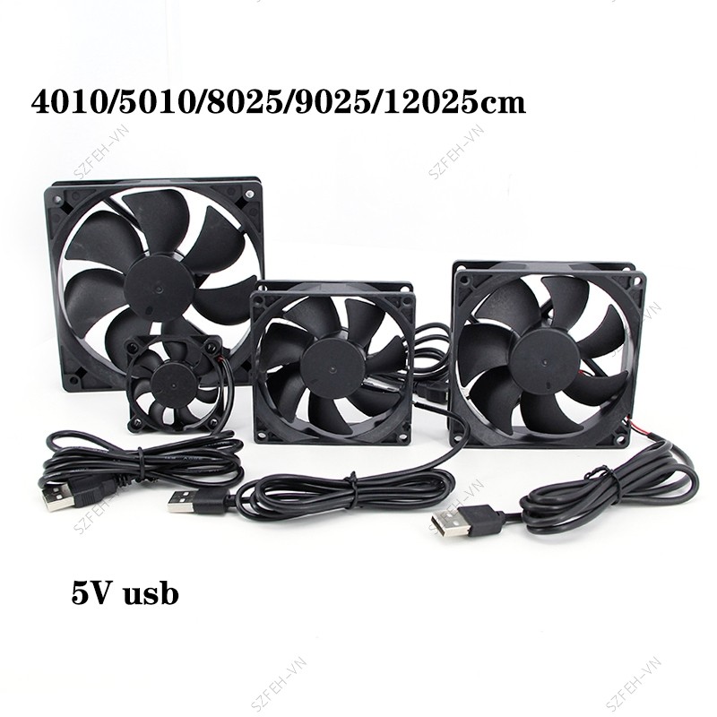 5V USB 4CM 5CM 120x120x25mm 80x80x25mm 5010 9025 nam Vỏ làm mát điện Quạt 8cm 12cm cho đầu thu DVR R