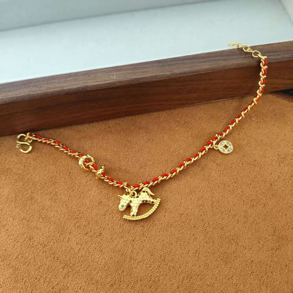 2026New Zodiac Year Horse Red Rope Bracelet for Women, Handmade Woven Bracelet, Good Luck Red Friend