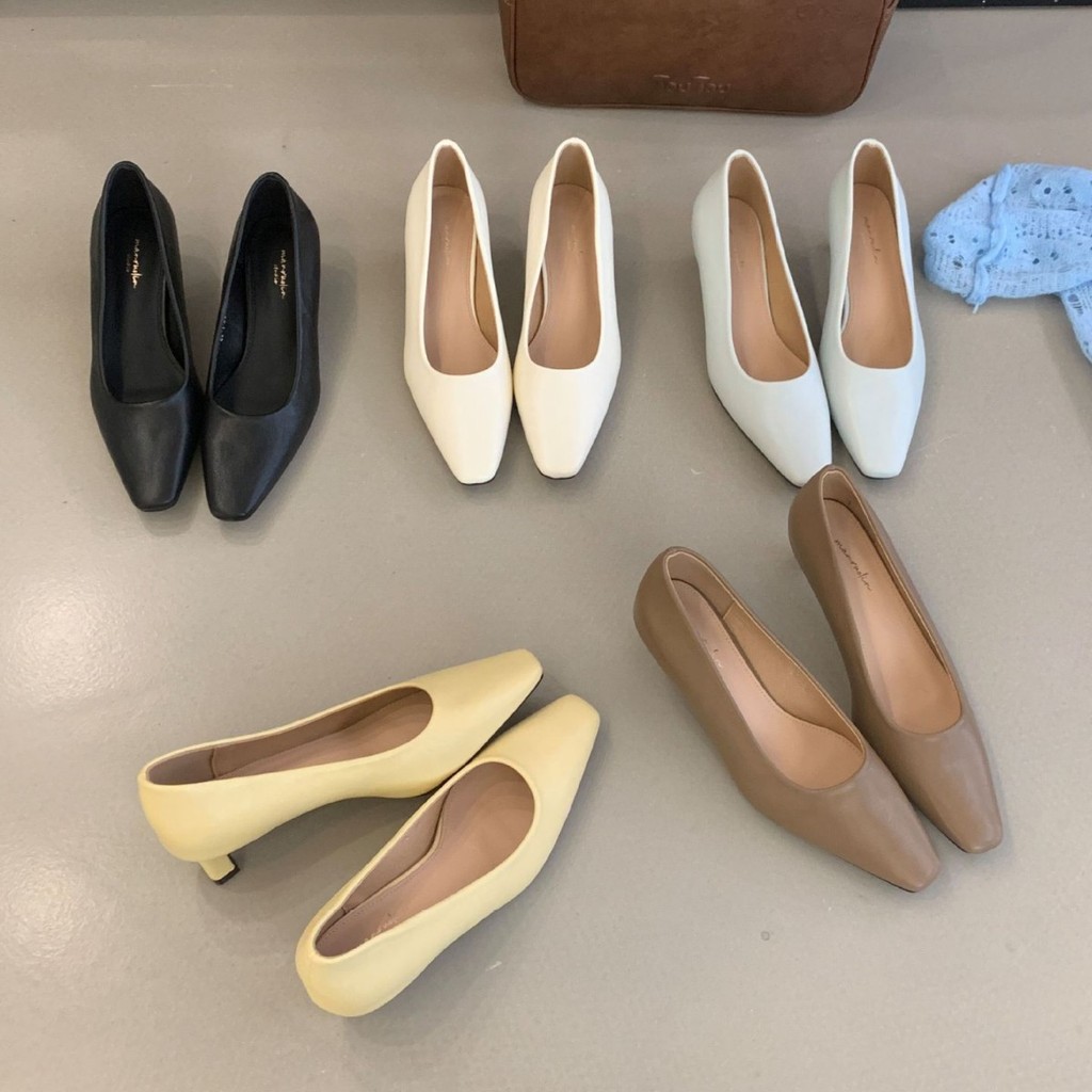 [Lamode] Design Sense Niche Square Toe Commuter Evening Shoes 2026 Spring Phong Cách Mới Phiên Bản H