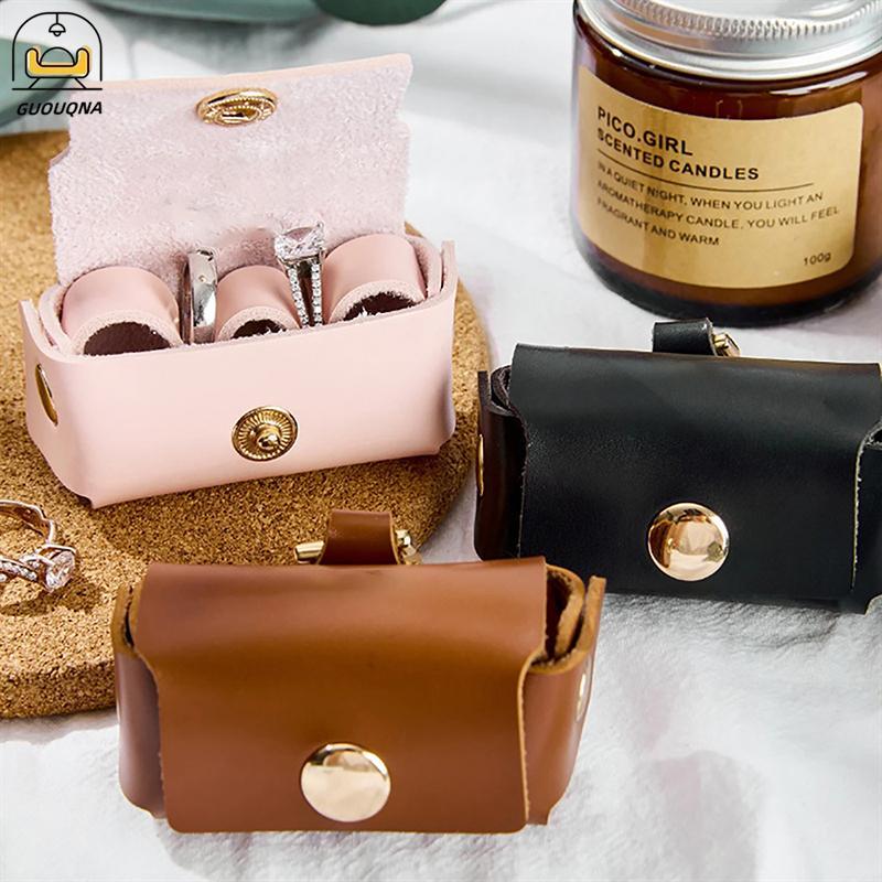 GUOUQNA 1 Mini Cưới Da Nhẫn Hộp Để Đề Xuất Cổ Chó Mặt Dây Chuyền Nhẫn Hộp Đính Hôn Nhẫn Cưới Hộp Bảo