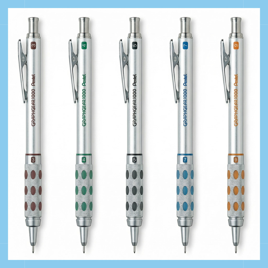 Pentel GraphGear 1000 Professional Drafting Pencil 0.3/0.5/0.7/0.9mm Metal Body Retractable Tip